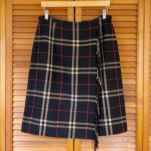 Kasper Black and Red Plaid Pencil Skirt